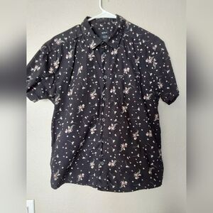 RVCA Shirt, Men's size Small Black Floral Shirt